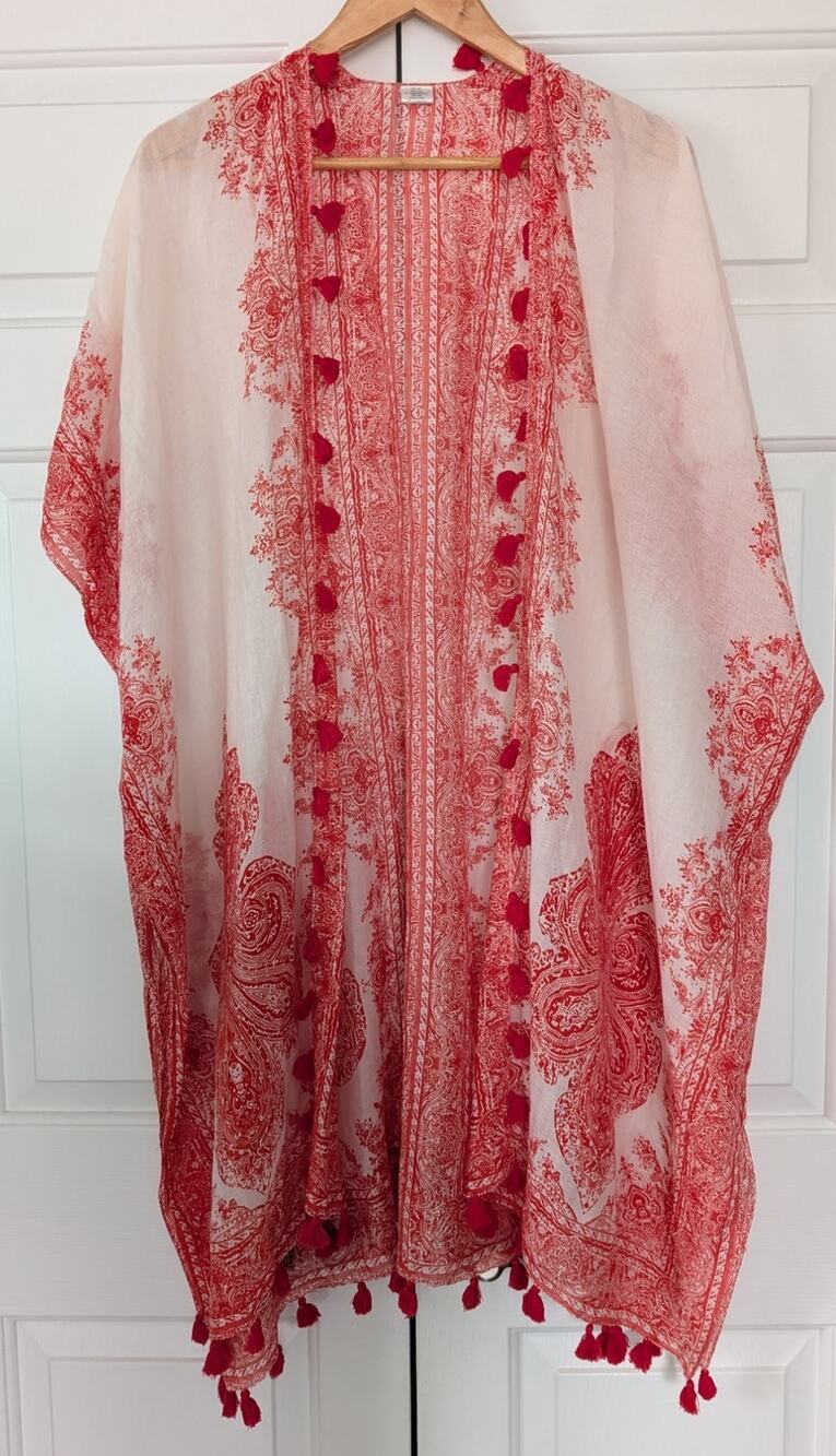 Boho Printed Cotton Kimono Cardigan Swim Coverup